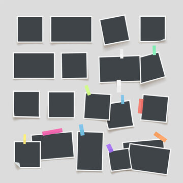 Blank photo frames with tape collage set