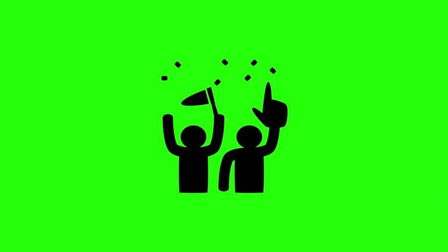 4K resolution video of soccer fan club supporters waving flags and cheering silhouette bouncing into view. Perfect stadium crowd tracking web icon.