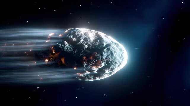 Space universe exploration, fantasy, mysterious. A vivid, realistic depiction of a celestial body, likely a planet or a celestial object, set against a deep space backdrop.