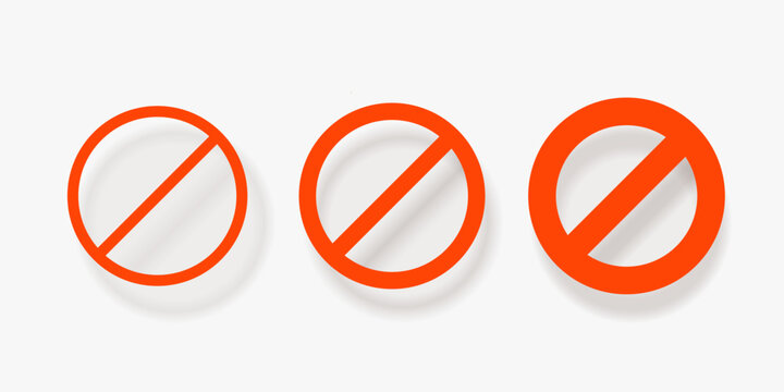 Prohibition sign set red circle slash icons