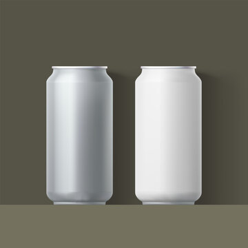 two realistic beverage cans on dark back