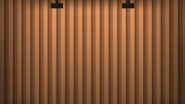 wooden slats on a wall with lights