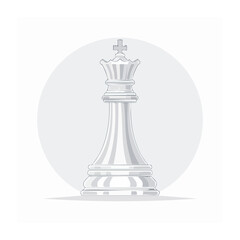 Fototapeta premium White chess king illustration on gray circle background