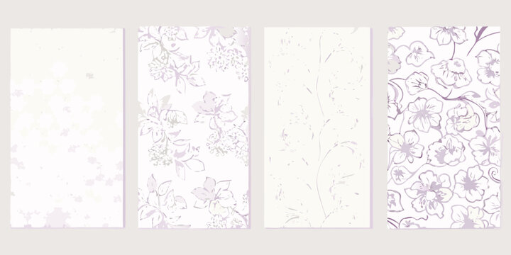 Floral ornament designs with fig branches and leaves watercolor style