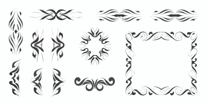 Tribal Floral Vector Elements On White Background
