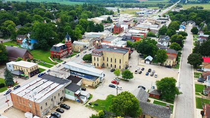 Fototapeta premium Aerial of downtown Wingham, Ontario, Canada