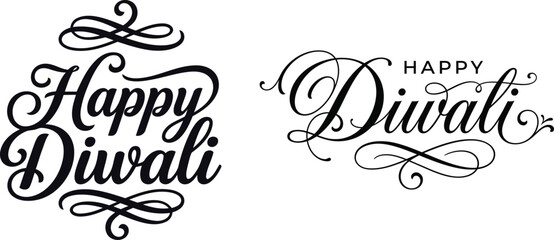 Happy diwali typography elegant calligraphy designs for festive celebrations © MD Rubel