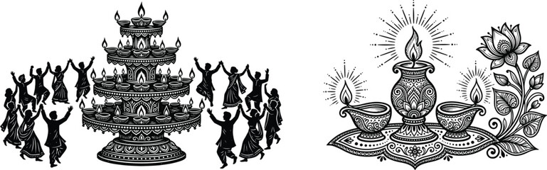 Diwali festival of lights illustration with traditional indian decorations and celebrations © MD Rubel