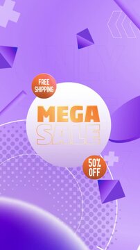 Mega Sale: 50% Off Free Shipping: Sales Concept For Social Media Story