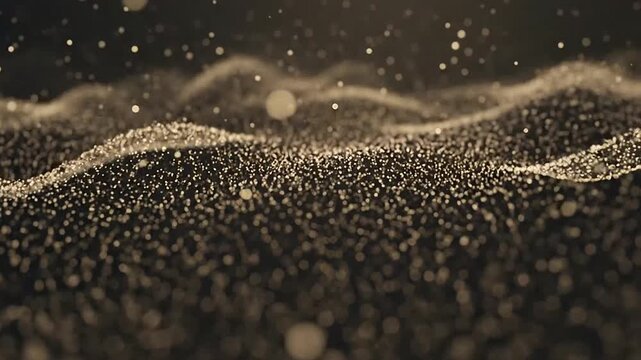 Golden particles on a dark background.
