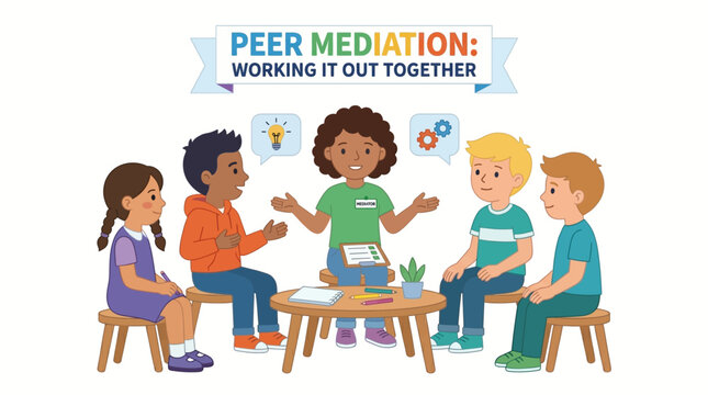 Kids finding compromise and understanding through guided peer mediation and conflict resolution techniques