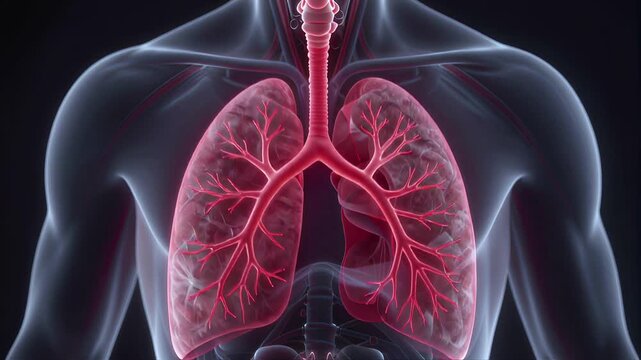 AI Generation: Transparent human lungs are breathing.