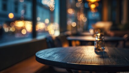 Obraz premium Evening cafe, shallow depth of field, focus on table