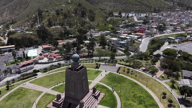 Aerial View of Mitad del Mundo Monument in Ecuador