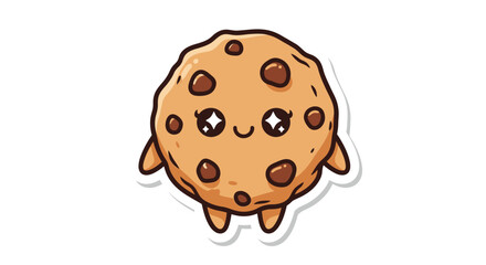 Adorable chocolate chip cookie character with sparkling eyes.