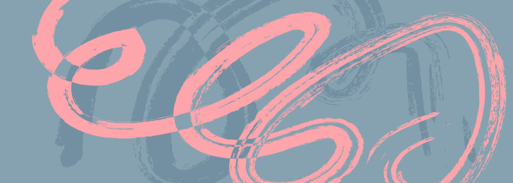 Abstract background with hand drawn pink and bali hai blue brush strokes in an expressive style. Modern artistic background for a poster or banner design, vector illustration