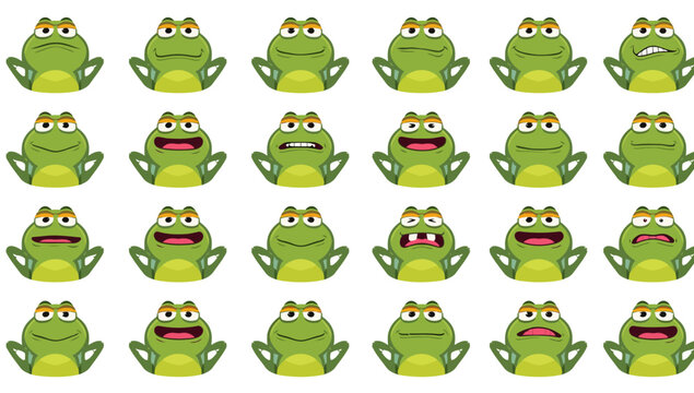 Collection of cartoon frog faces.
