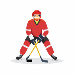 Fototapeta premium Flat design illustration of a hockey player with puck