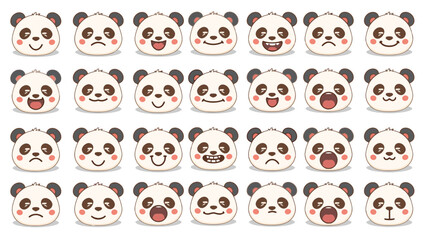 Obraz premium Panda faces with various expressions.