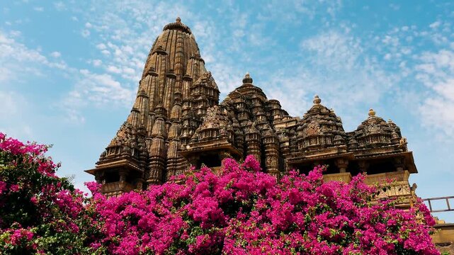 Khajuraho. Chaunsat Yogini Temple. Dedicated to the goddess Kali. Unesco World Heritage Siteing bas relief panorama, Lakshmana Temple, Khajuraho, India. Unesco World Heritage Site