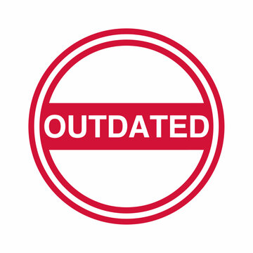 Red circle with outdated text stamp  rejected or obsolete concept