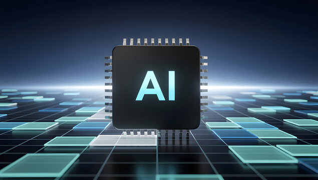 Artificial intelligence processor chip powering smart automation, futuristic digital computing technology, advanced ai network and machine learning background