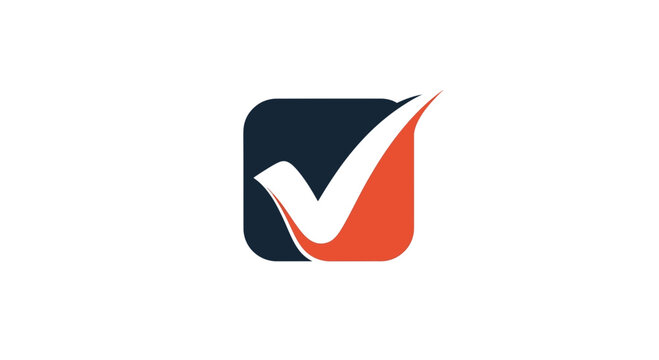 A modern minimalist logo featuring a stylized checkmark inside a rounded square shape.