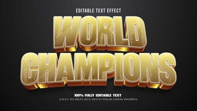 world champions editable text effect 3d premium vector