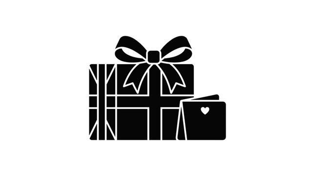 Stylized graphic icon of a mystery gift package with ribbon and playing cards illustration
