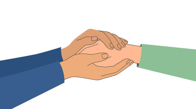 Extended hands connect in a reassuring gesture of support aid and compassionate human interaction