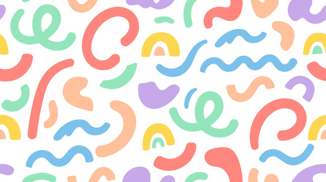 Colorful abstract shapes pattern with pastel hues