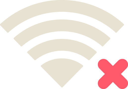 Wi Fi signal loss symbol with a red cross indicating a disconnection