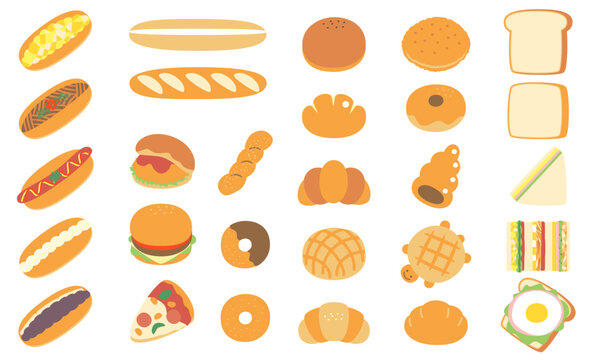 いろいろなパンのイラストセット