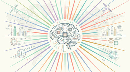 Fototapeta premium AI Brain Circuitry Connects Global Technology and Innovation