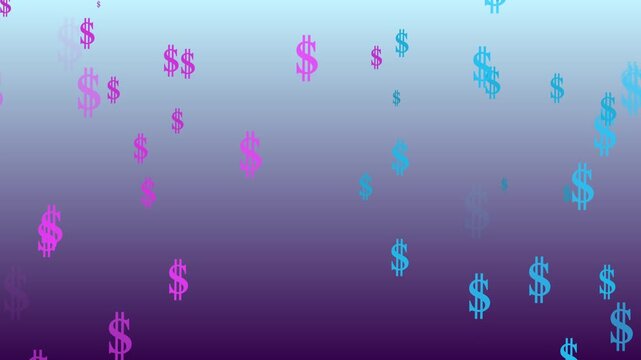 Floating dollar signs on gradient finance background animation