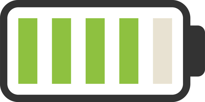 Battery icon showing four green bars indicating approximately eighty percent charge remaining