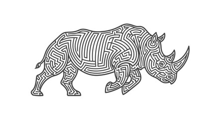 Abstract rhino shape created from a maze pattern. © Hasanz