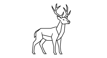 Obraz premium Minimalist geometric deer line art illustration.