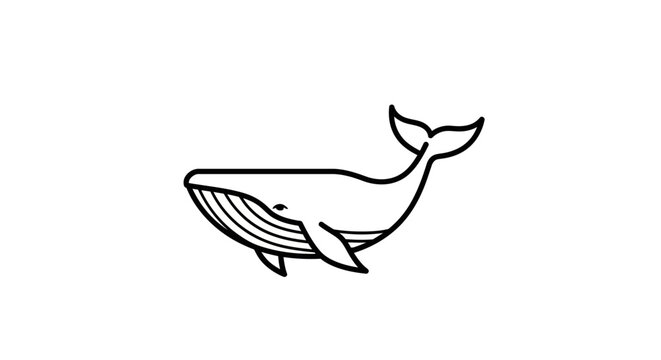 Minimalist Whale Line Art Icon