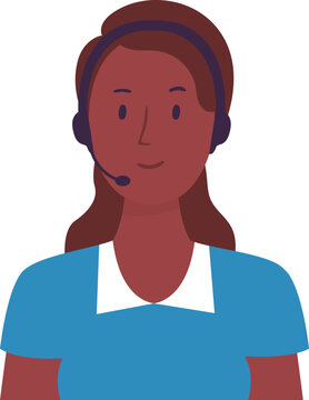 Black woman wearing headset, providing customer service, communication, and support