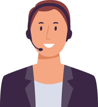 Friendly call center agent communicating online on a white background