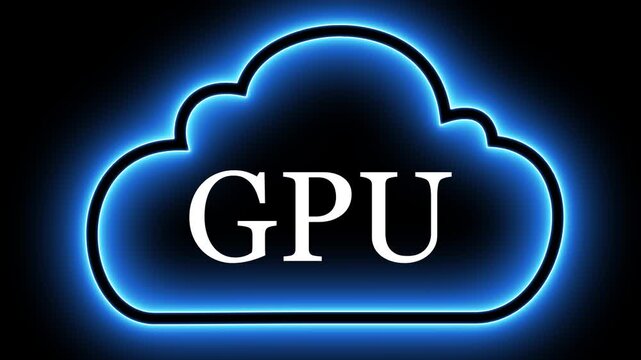 GPU accelerated software and applications. Advanced data processing including simulation and machine learning. Neon Glowing withe black background 4k video.