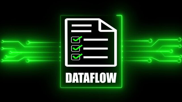Dataflow concept with cloud document system, connected network processing and real time enterprise IT data movement.