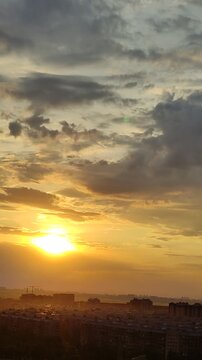 Dramatic sunset over the towers of Akademgorodok.