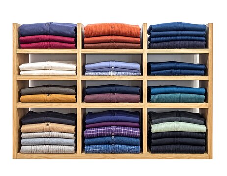 Folded Clothes on Shelves.