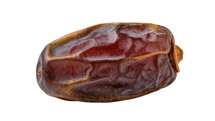Obraz premium Single ripe Medjool date with wrinkled skin, isolated on transparent background