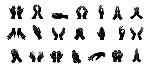 Fototapeta premium Hand Gestures Vector Collection Human Communication Signs Icons Set Modern Illustration Pack.