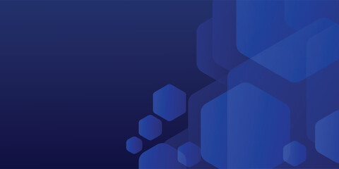 Obraz premium Modern dark gradient blue abstract background with glowing hexagons. For posters, brochures, technology backgrounds. Vol 1