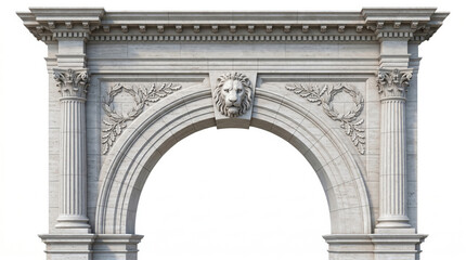 Obraz premium Classical stone archway with corinthian columns and lion head relief on generated using ai