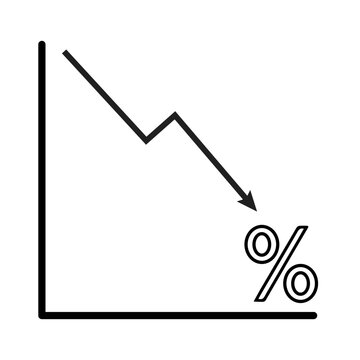Interest rate reduction concept.Percentage Symbol, Financial Crisis and Economic Decline eps 10